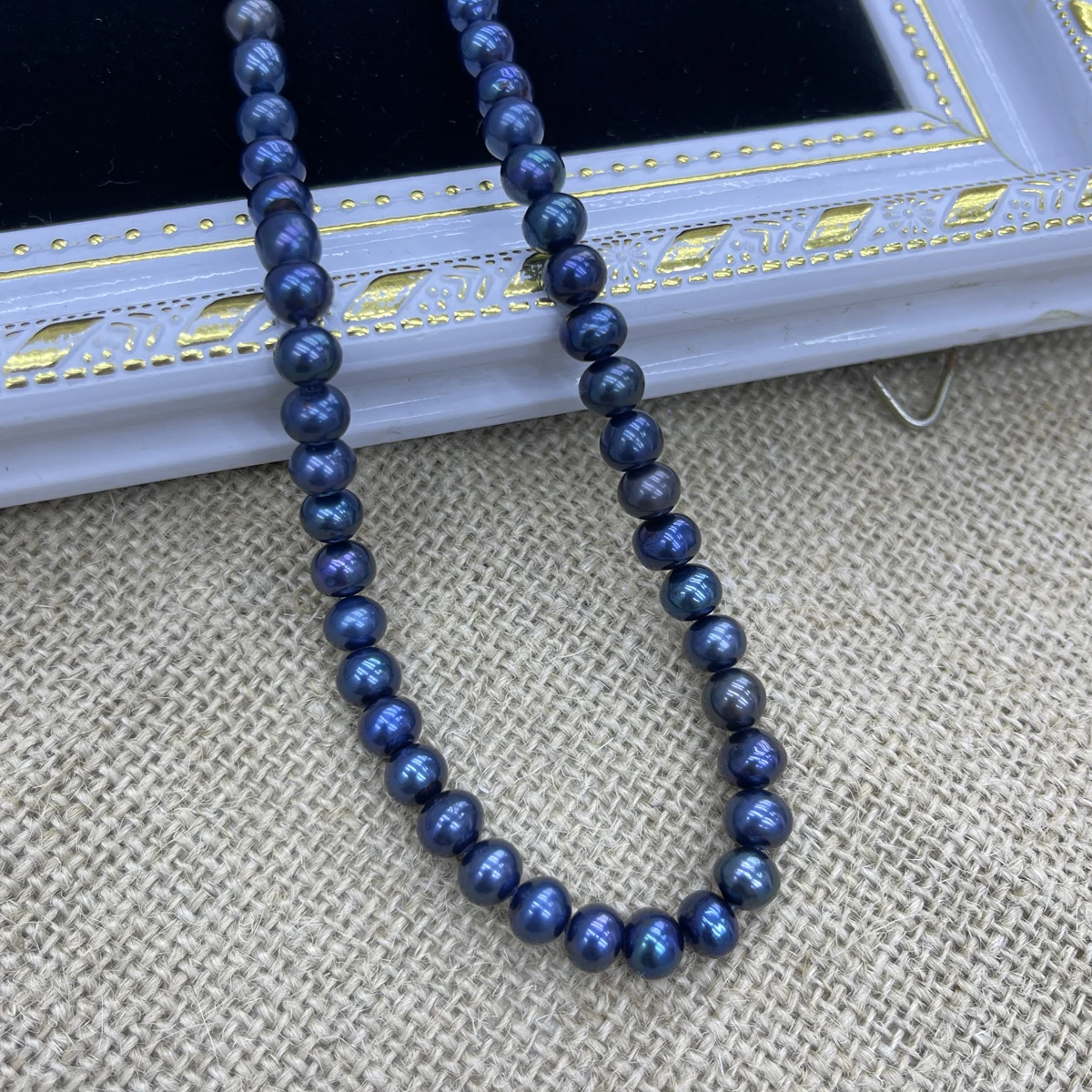 

7-8mm AA Natural Freshwater Near Round Blue Purple Pearl Bead Jewelry Make DIY Necklace Bracelet Accessories Gift Wedding Women