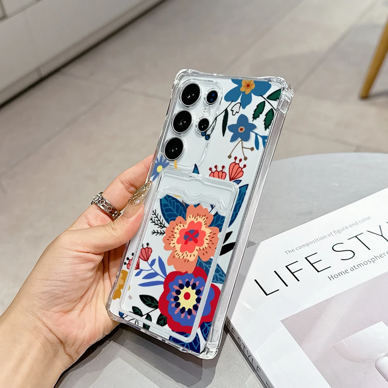 Pop Garden Pattern for Samsung Galaxy S25 Ultra S20 FE S21 S22+ S23 Plus S24 S26Edge softshell Transparent card pack phone case view 3