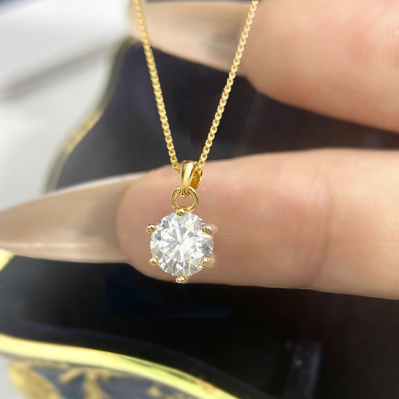 

DWJ 1CT классическое круглое сертифицированное муассанит с бриллиантами для свиданий свадебное ожерелье для женщин настоящее серебро 925 пробы роскошные ювелирные изделия