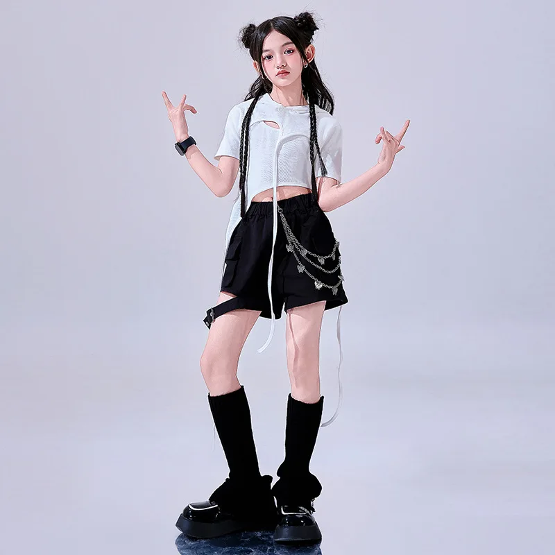 

Костюм для джазовых выступлений для девочек, детский костюм для хип-хопа и стрит-дэнса, сценический костюм для джазовых выступлений для девочек на показах мод