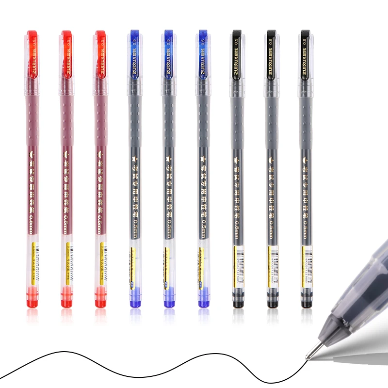 

"High-Capacity Needle-Tip Refillable Gel Pens - Black/Red/Blue Trio Set - Minimalist Office Writing Supplies (Factory Wholesale)