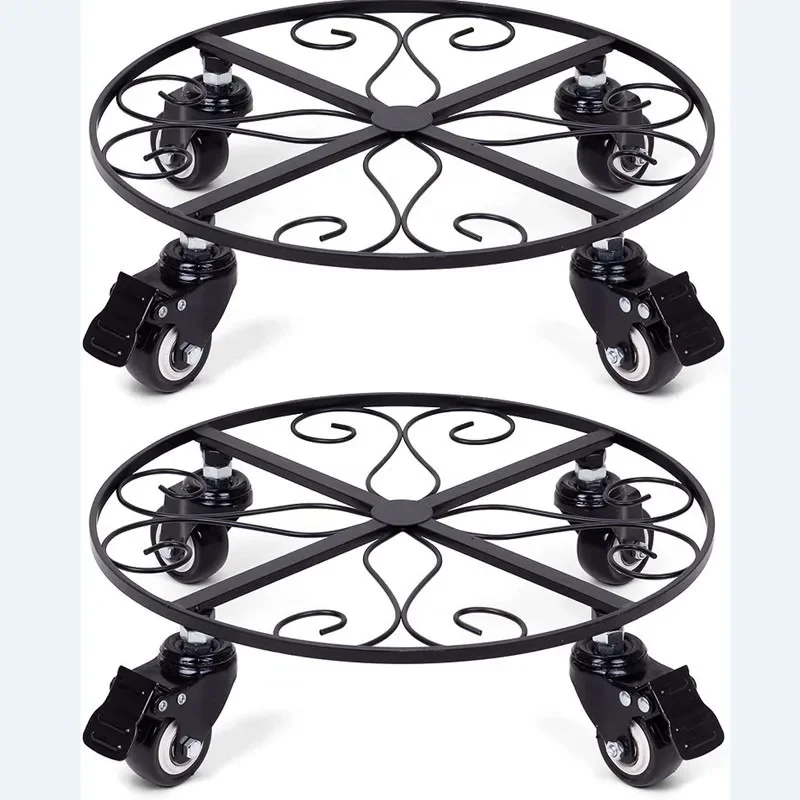 Mobile wrought iron flower stand with wheels, modern minimalist indoor floor to ceiling balcony flower stand, pothos plant stand