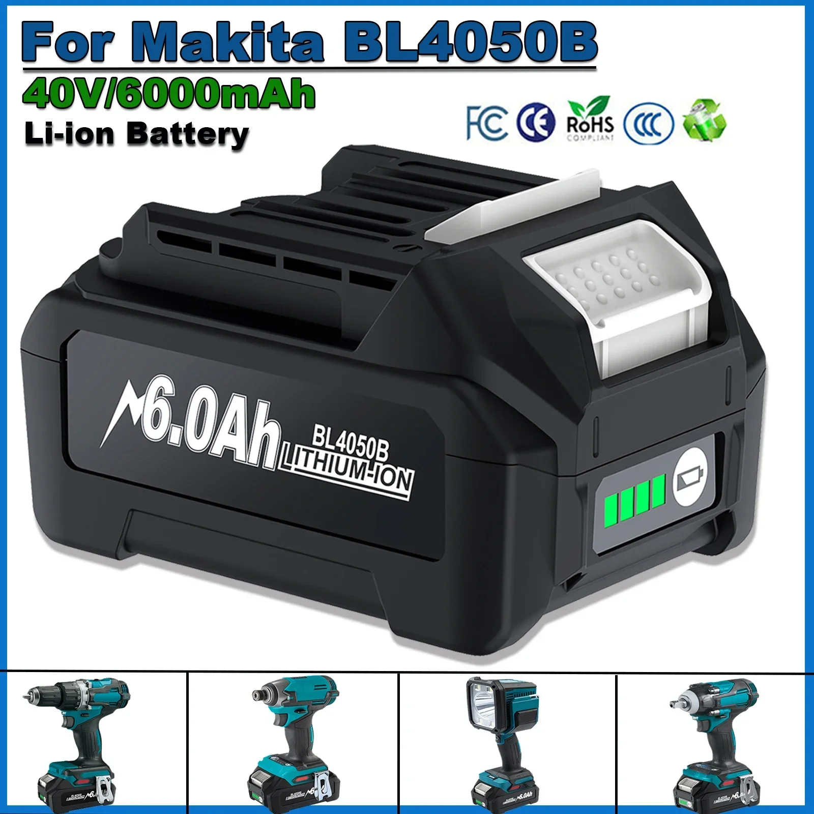 Batería de repuesto de 40V, 6,0 Ah, 6000mAh, 191L47-8, BL4050F, 194205-3 LXT-400, herramientas eléctricas