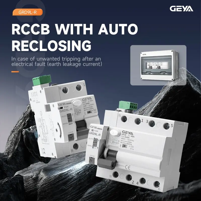 GEYA GRD9L Tipo A RCD con Reconectador Automático GYL9 RCCB Interruptor Diferencial 2P 40A 30mA 0.03A 220V Reconectador Automático Interruptor de Corriente Residual