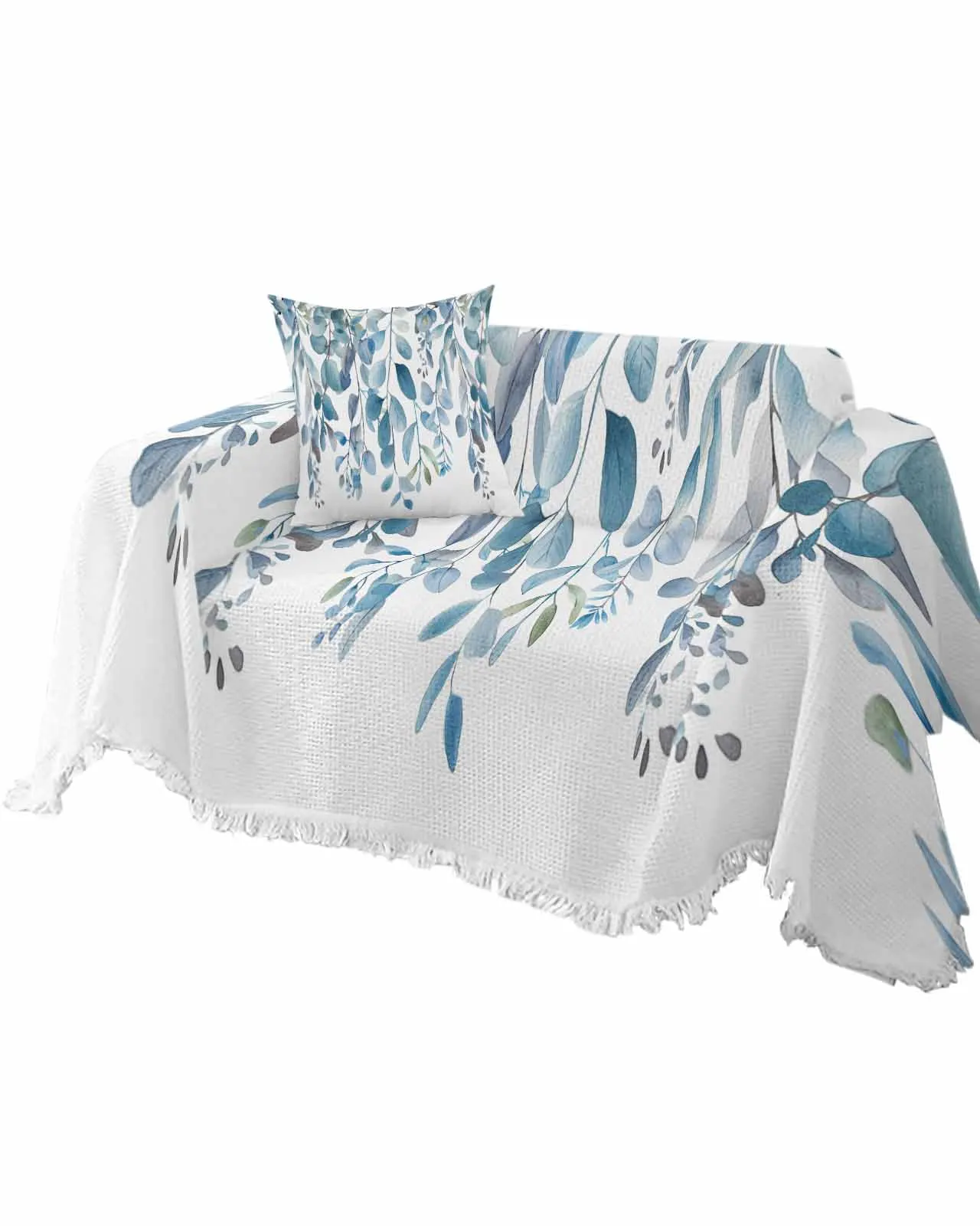 Blue Eucalyptus Leaf PlantFour Seasons Universal Folding Sofa Cover Dustproof Sofa Cover Sofa Cushion Cover Blanket Customizable