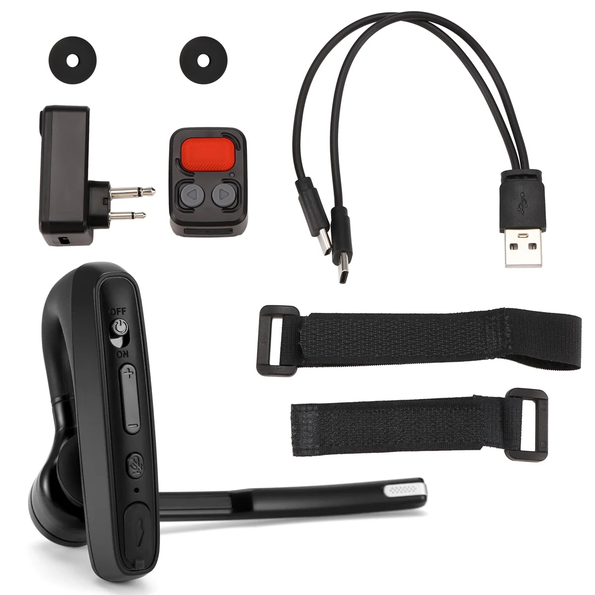 Walkie Talkie Bluetooth Earphone with M Plug Adapter Wireless PTT Remote Control for Restaurant Hotel YDH