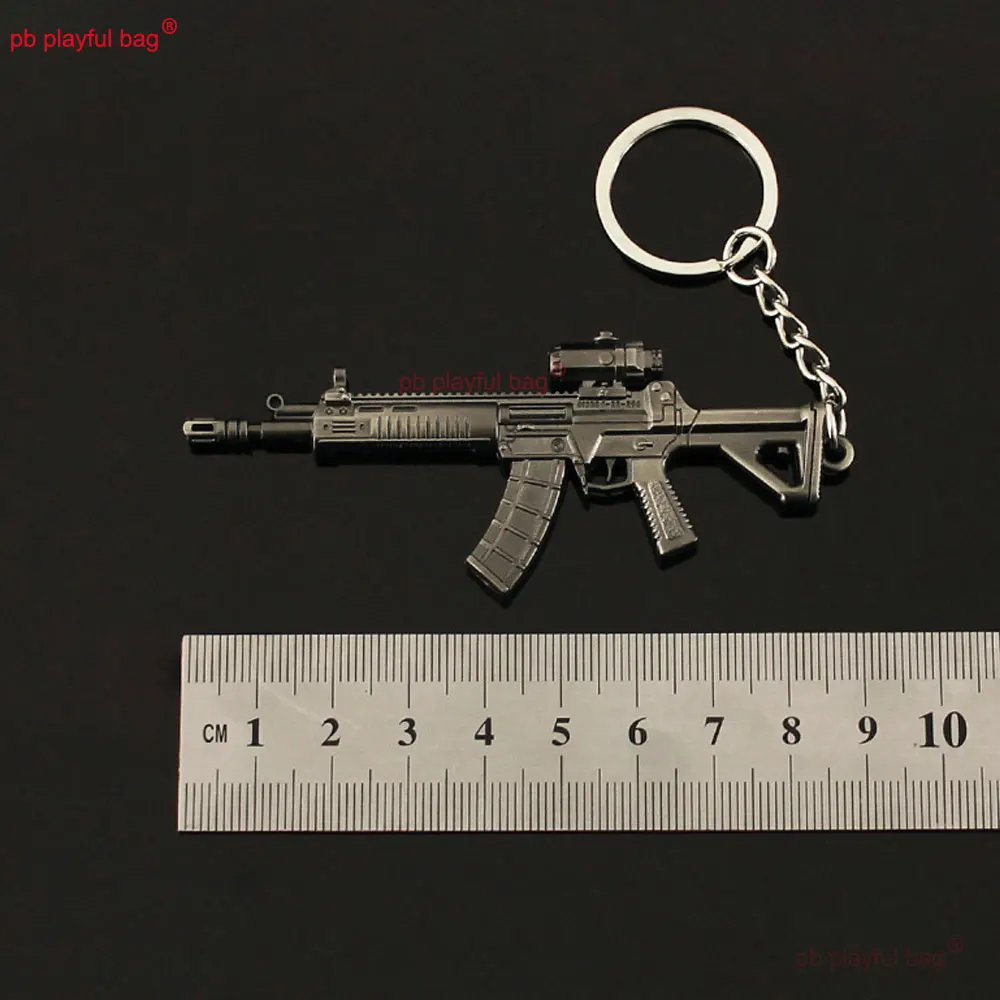 9cm Mini karabin QBZ191 Model zabawkowy brelok ze stopu wisiorek biżuteria metalowy pistolet zabawkowy wzór broni figurka gra CS sprzęt ZG326