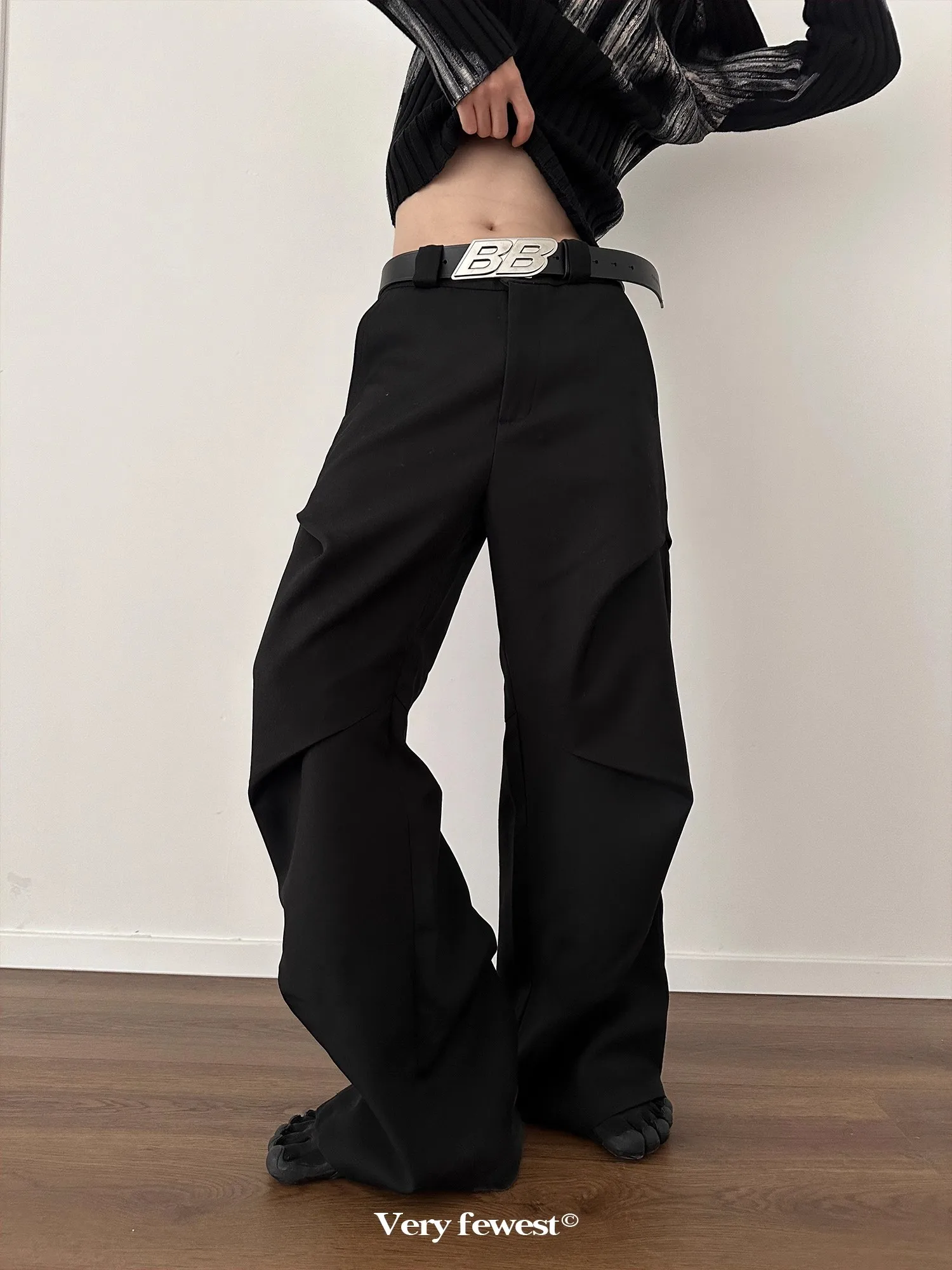 27-46 New Men Women's Clothing Irregular Folded Micro Flared Casual Pants Trousers Lovers Plus Size Costumes