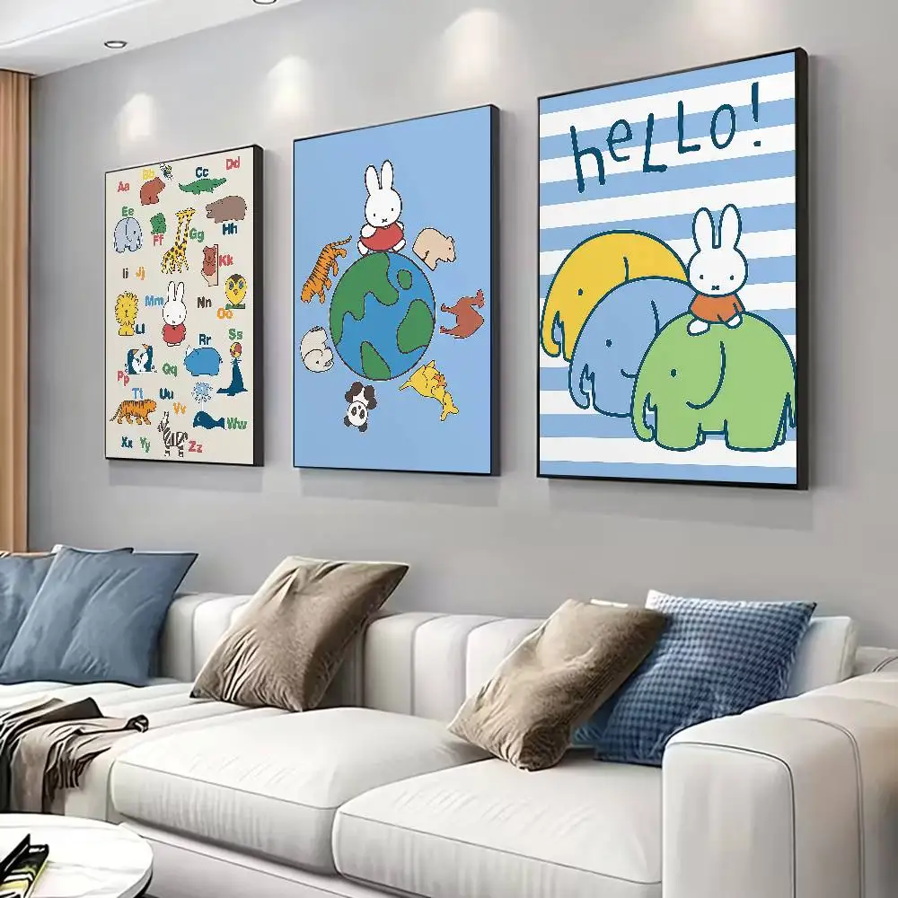 Cute M-Miffys Poster for Living Room, Bedroom, Office, or Bar, Frameless, Indoor Use, Bedroom Wall Art.