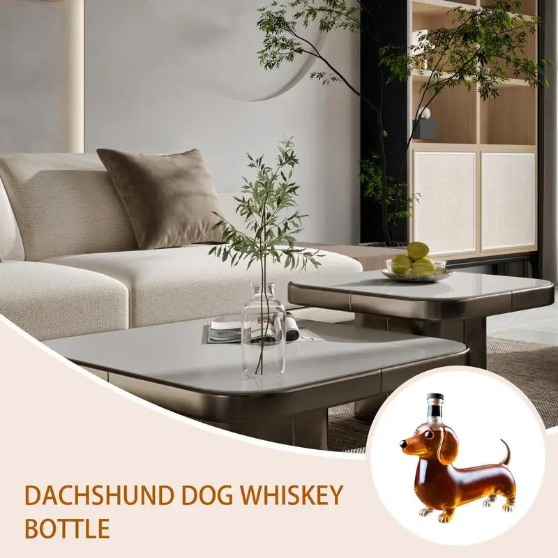 Glass Liquor Bottle Dachshund Shape Empty Whiskey Bottle Housewarming Wedding Decanter Decoration Wine Container Dispenser For