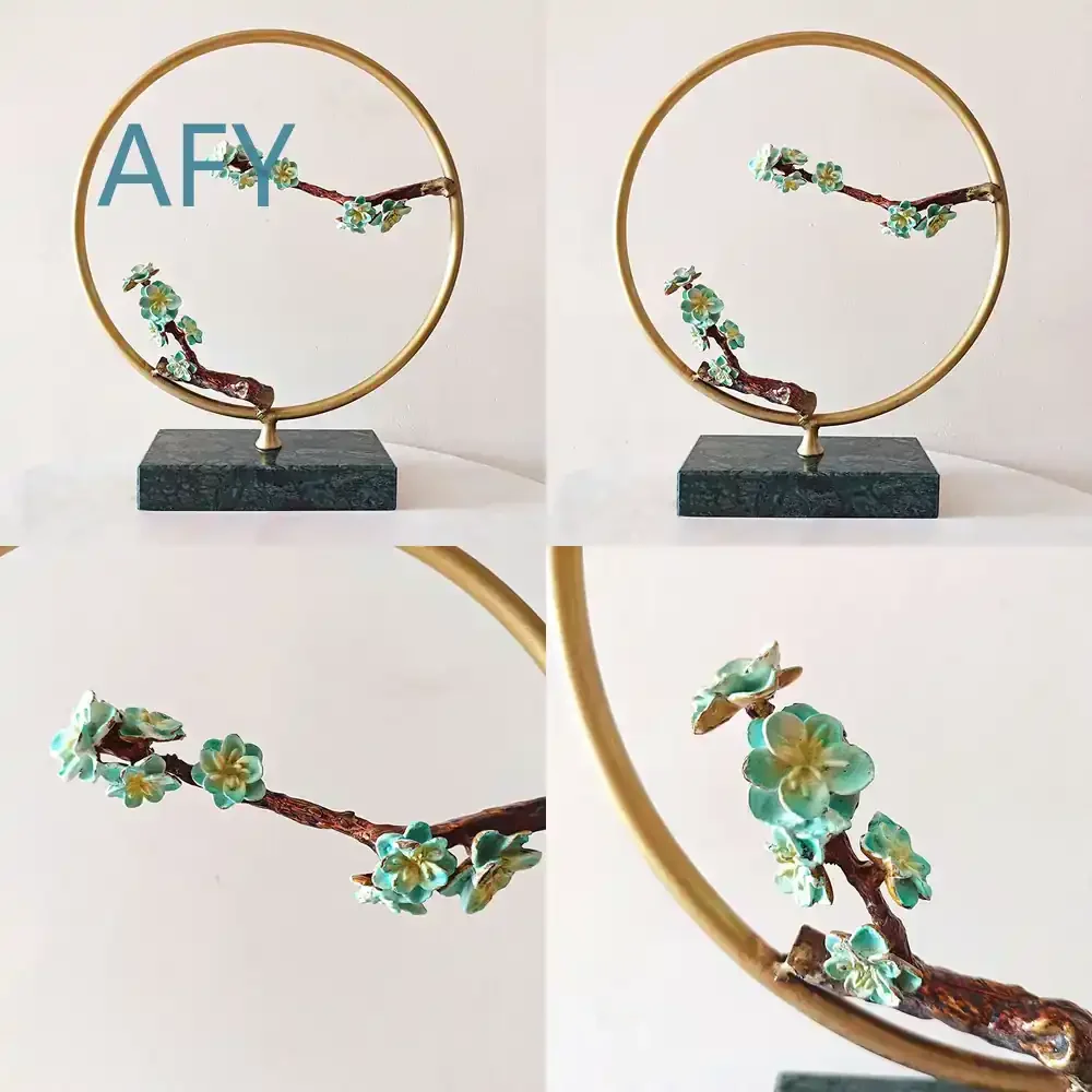 New Chinese Style Plum Blossom Copper Decorative Figurine for Home Living Room Bar Cabinet Entryway Desk Decoration Gift for