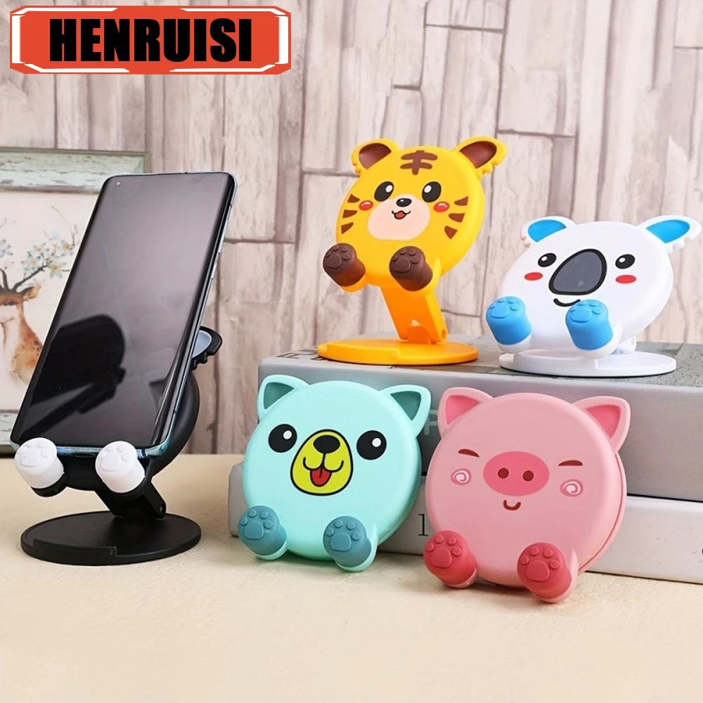 Милые настольные кронштейны для мобильных телефонов с героями мультфильмов для стола, складная настольная подставка, держатель для мобильного телефона, 3D силиконовые подставки для мобильных телефонов с животными