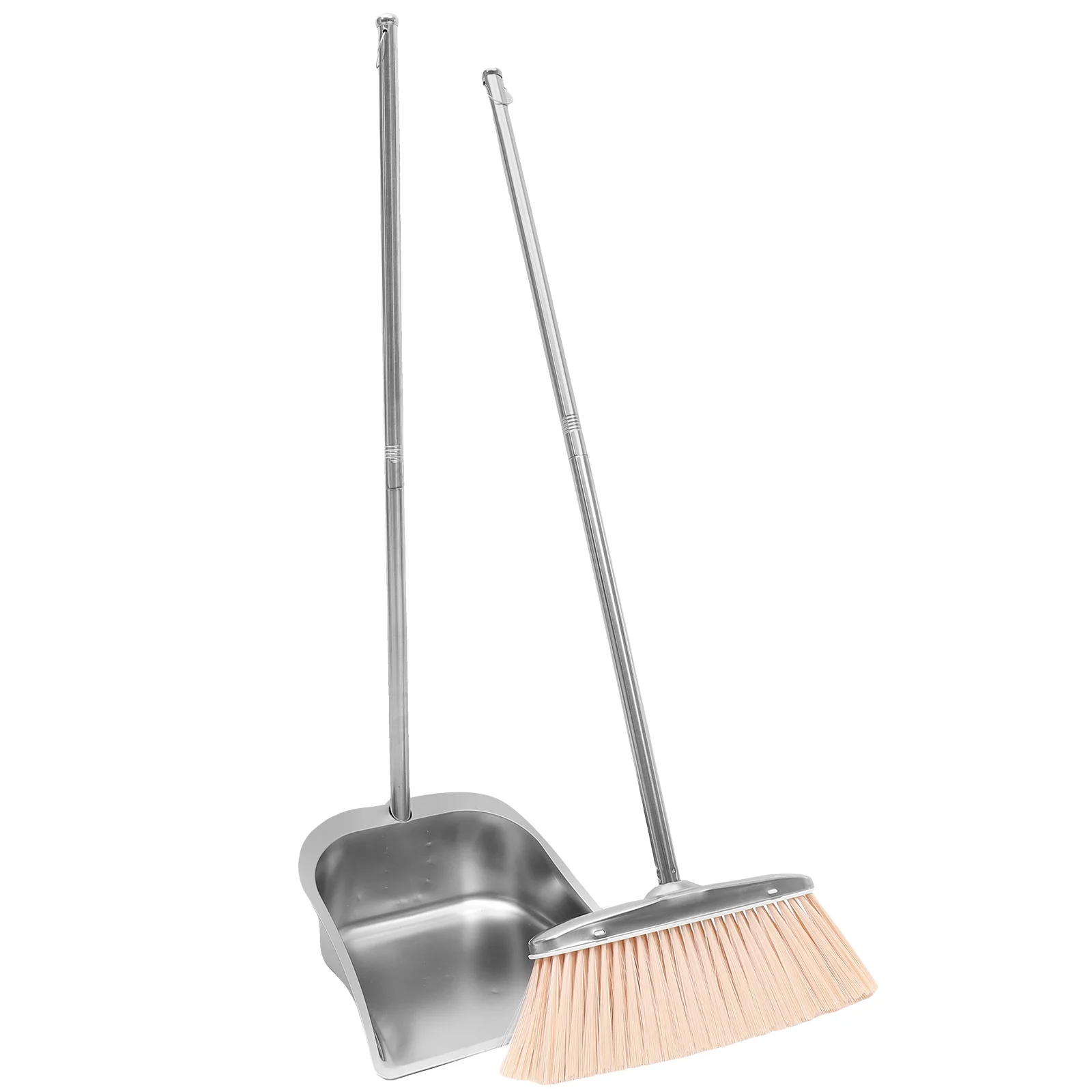 

Stainless Steel Broom Dustpan Set Long Handle Home Cleaning Supplies Garbage Shovel Household Brooms Dustpans College