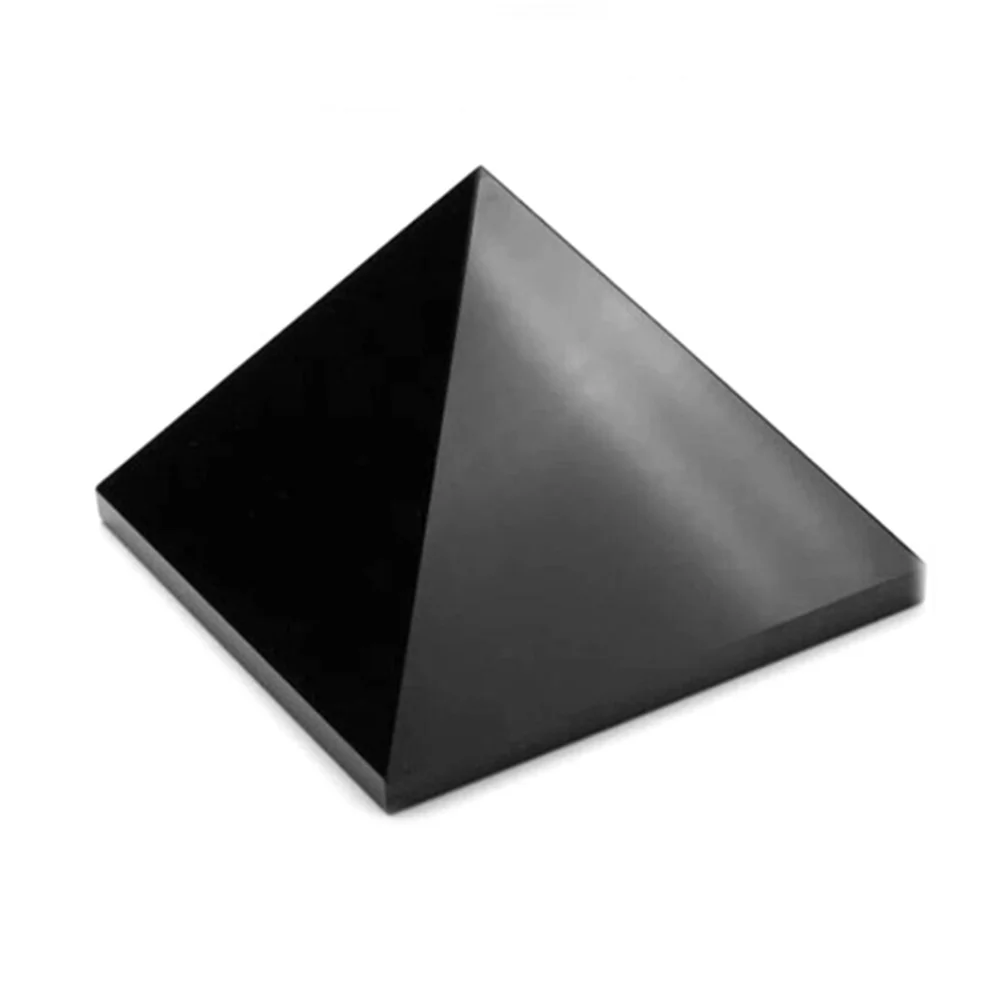 Natural Obsidian Pyramid Reiki Energy Stone Decorative Tabletop Decoration Living Room Mineral Triangle Black Crystal Dots