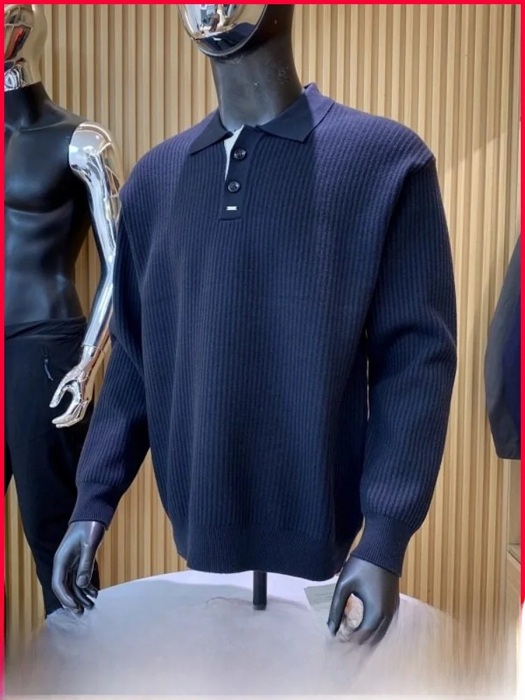 

Итальянская мужская трикотажная рубашка с длинным рукавом из текстурированной шелковистой ткани, мягкая, стандартного кроя, модная, для городской молодежи