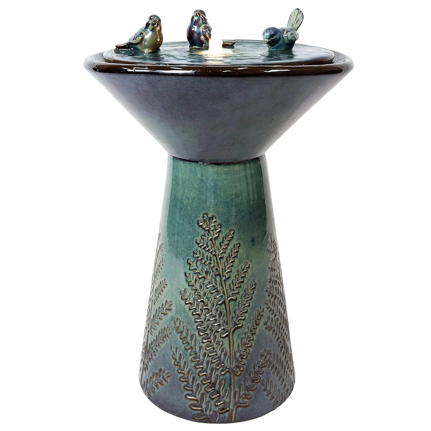 

28in Ceramic Bird Bath Fountain with LED Lights for Patio Deck Garden, Customized