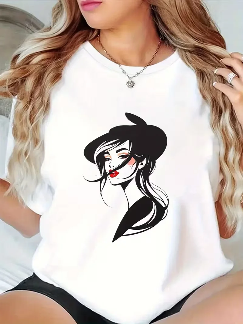 

Women's fashion printed T-shirts, made of breathable material, machine washable, versatile women's clothing for all seasons