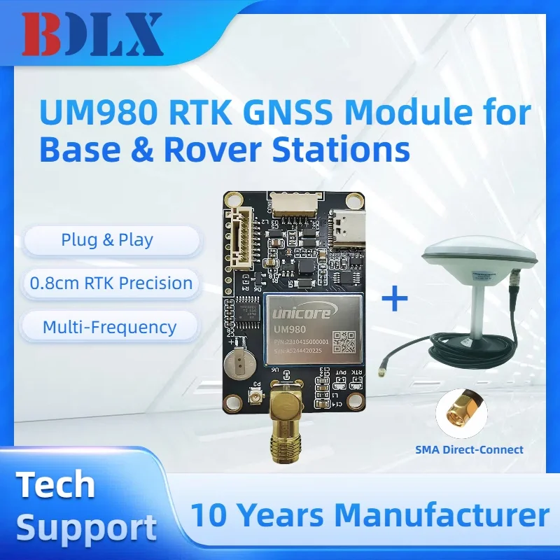 

Free Shipping High Accuracy UM980 Module Multi-Frequency Unicore GNSS Board VS F9P with GNSS Antenna for RTK GPS Base Station