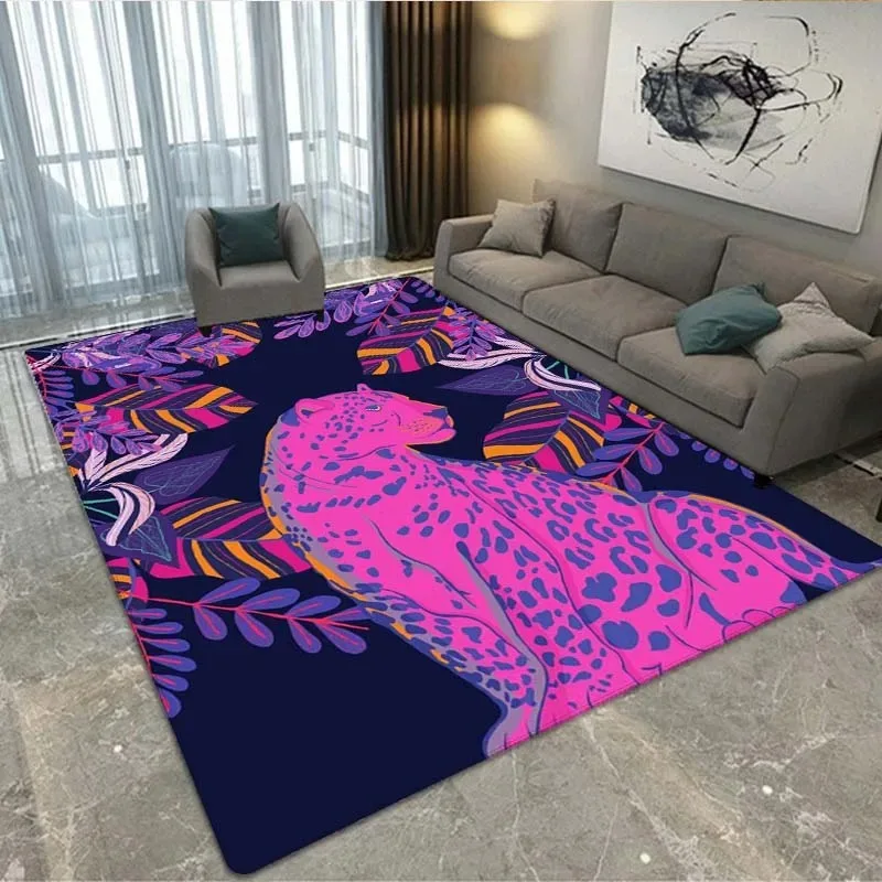Pink Cheetah Pattern Bedroom Floor Mats Decorative Home Living Room Floor Mats