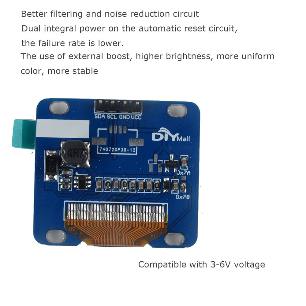 10PCS Modulo Display OLED da 1.3 pollici I2C Seriale 128X64 Schermo LCD LED IIC Comunicare SH1106 Bianco Blu per Arduino ESP8266 Nodemcu
