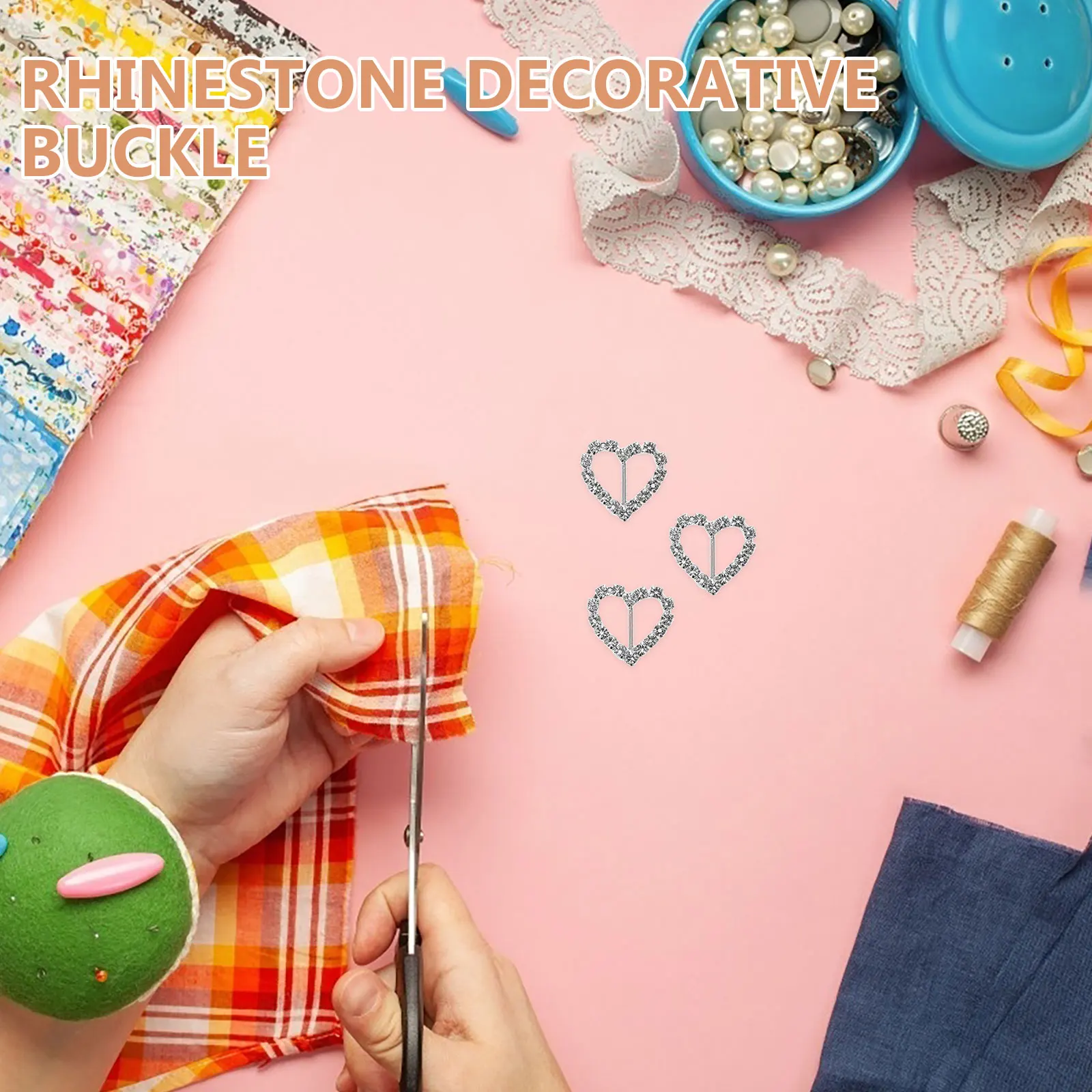 

10pcs Rhinestone Decorative Buckles Silver Alloy Ribbon Sliders 18x18mm Wedding Hair Bows Scrapbooks Gift Box Heart Shape