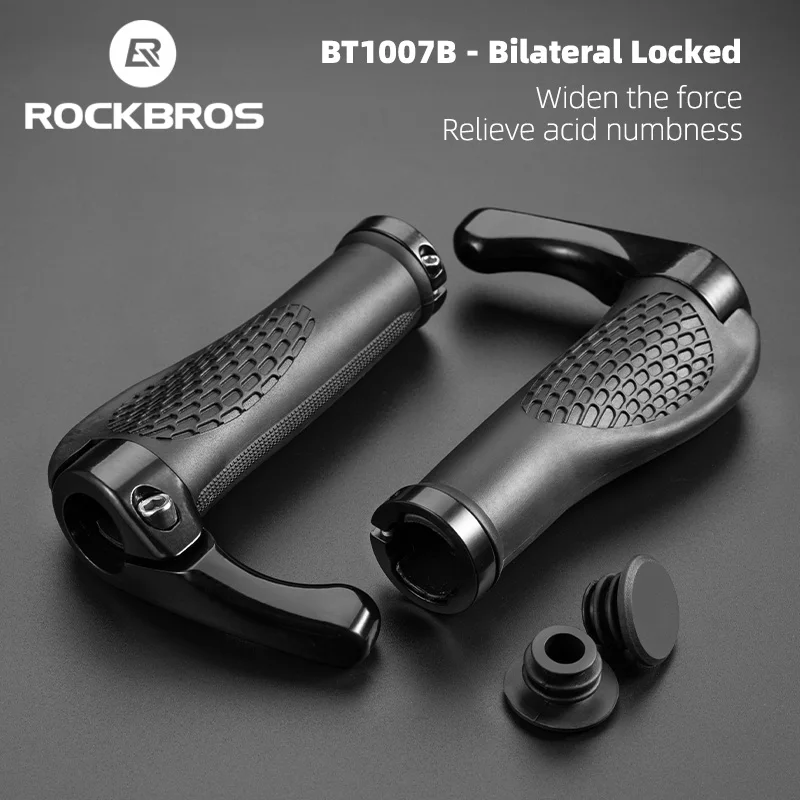 

ROCKBROS Bicycle Grips TPR Rubber Handlebar MTB Grips Ergonomic Anti Skid Lock on Handle Cover Mountain Bike Grips Accessories