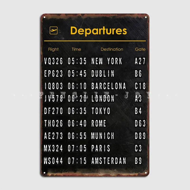 Departures Metal Plaque Poster Club Home Personalized Living Room Painting Décor Tin Sign Poster