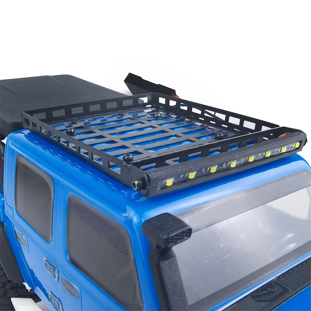 MIBIDAO Metalen Dakbagagerek met LED-lichtbalk voor Axiale SCX24 AXI00005 Jeep Gladiator 1/24 RC Crawler Auto Model Upgrade Onderdelen