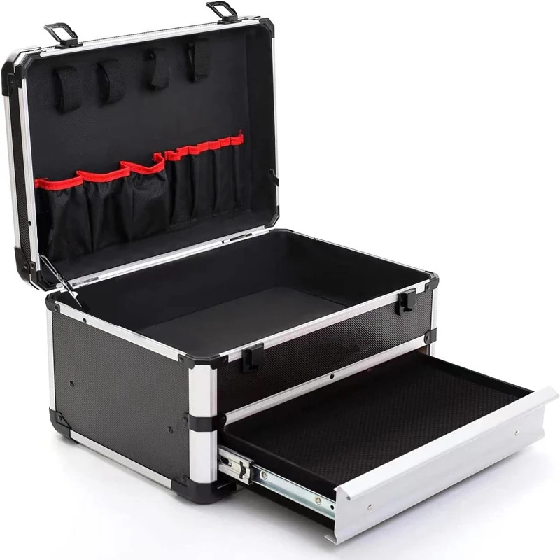 Aluminum Alloy Tool Box Portable Hard Case Tool Box Organizer Drawer Tool Storage Case Household Hardware Equipment Toolbox