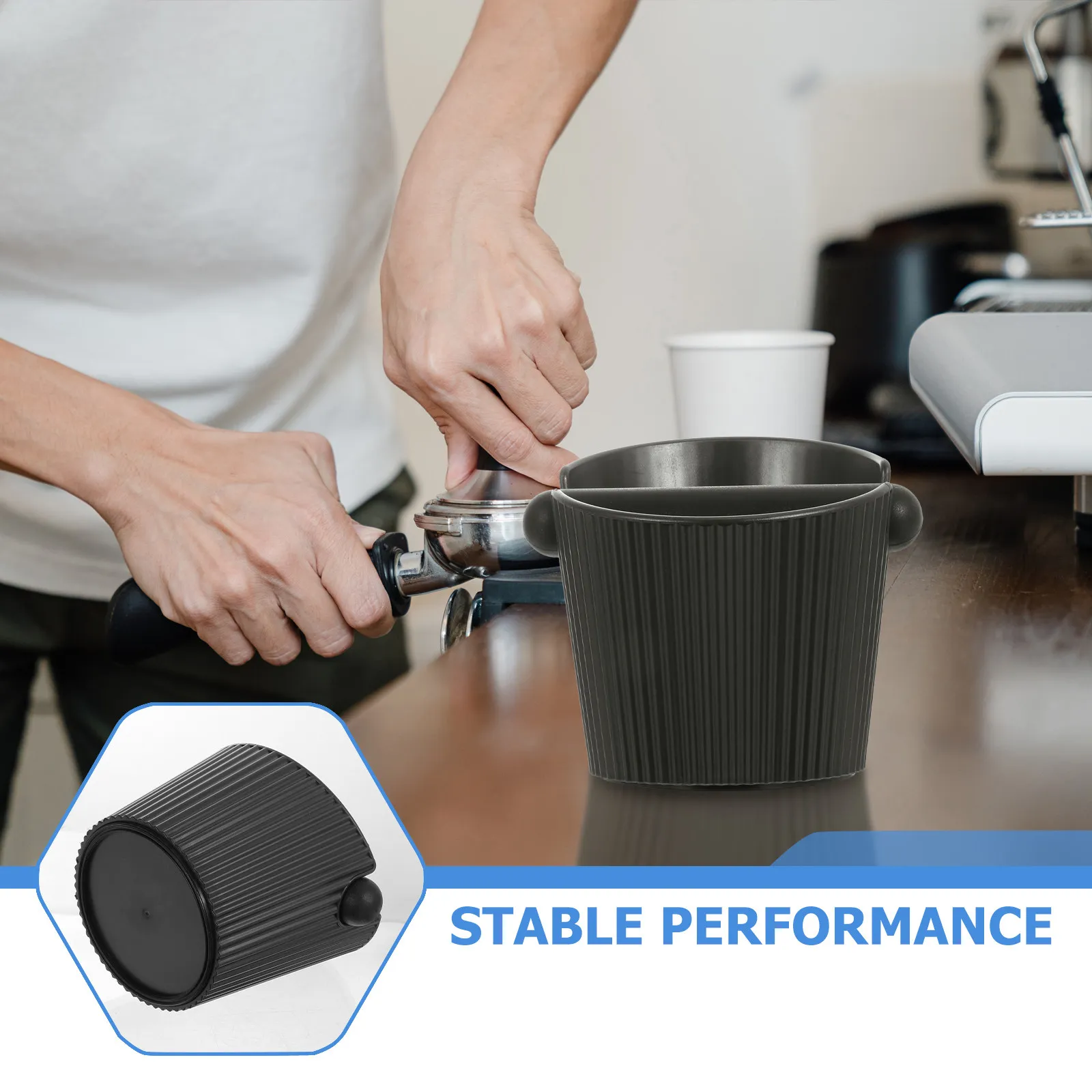 

1Pcs Coffee Grounds Bucket Black Premium Knock Box Stable Anti-Skid Base for Cafe Restaurant Home Espresso Grounds Container