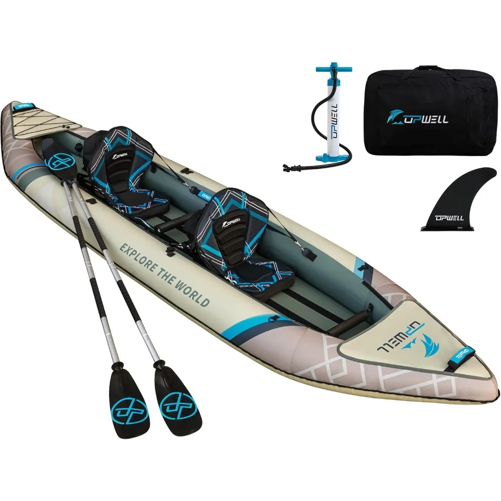 

13'6”/11' Inflatable Recreational Kayak - 2 Person with Drop Stitch Floor and Accessories Including Kayak Seats