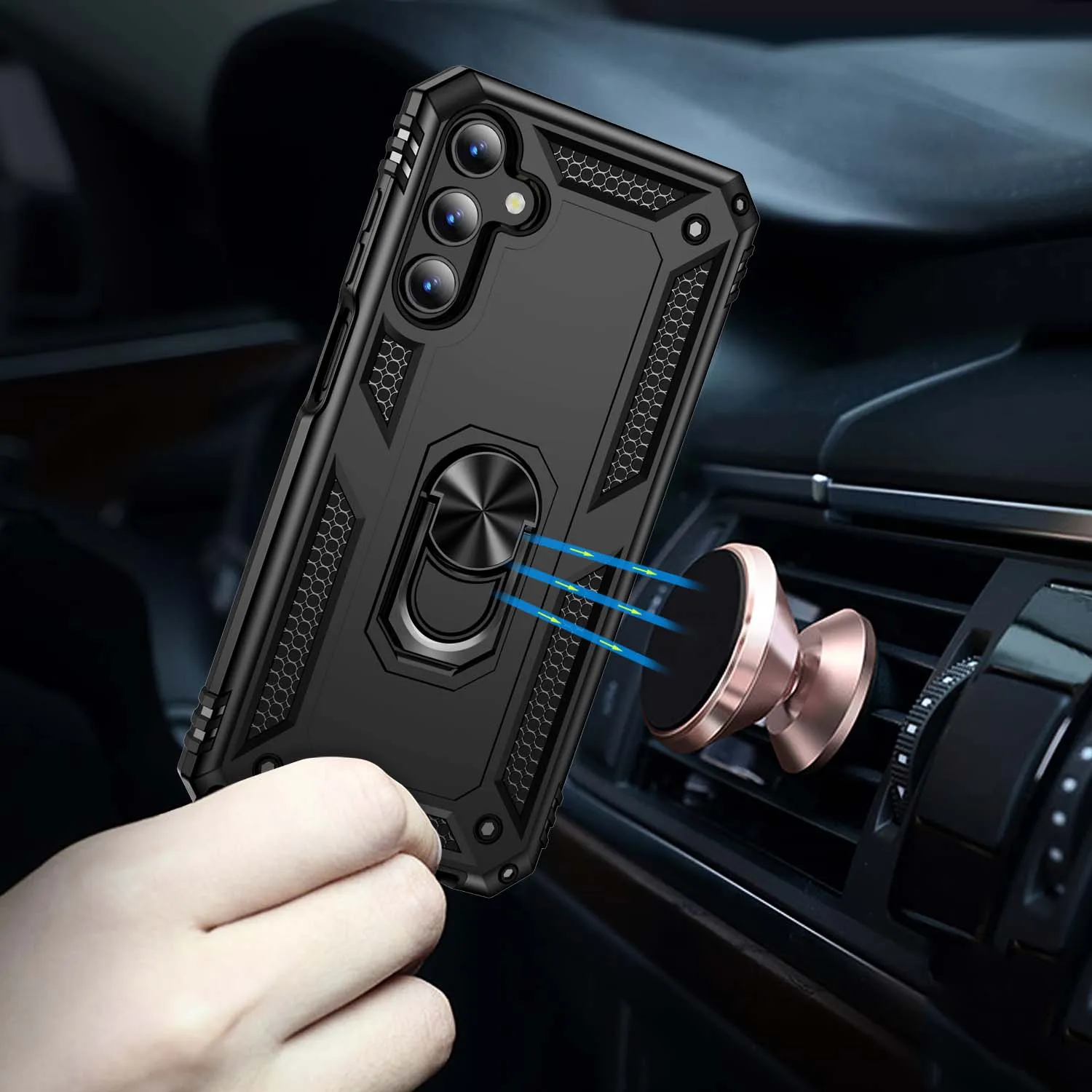 For Samsung Shockproof Armor Phone Case A15 A35 A55 A05S A14 A13 A24 A34 A54 Bumper Silicone Phone Finger Ring Holder Back Cover