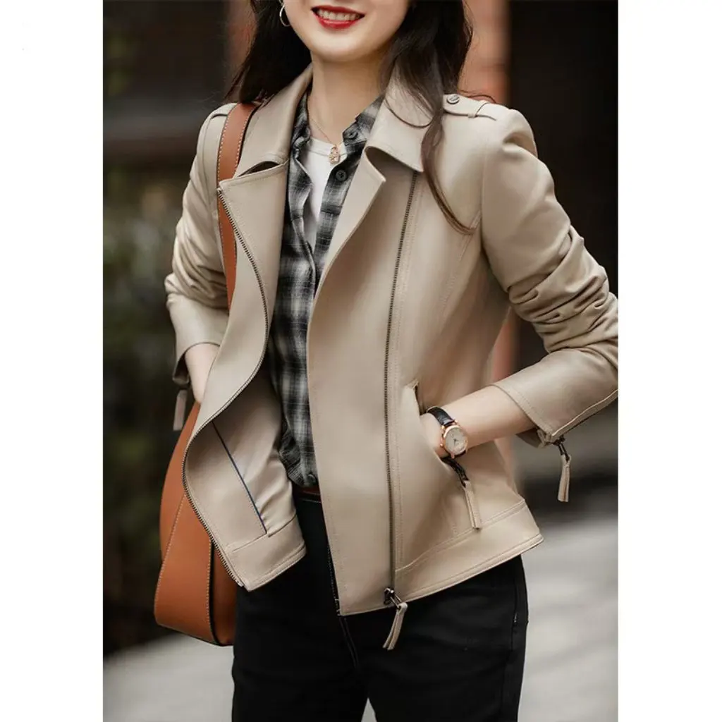 하이닝 공장 직영 양가죽 긴 소매 슬림 핏 패션 코트 젊은 기관차 스타일