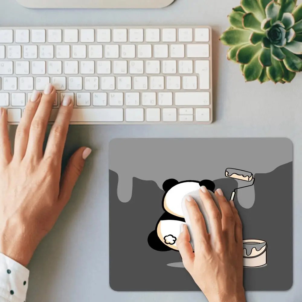 Black And White Panda Gaming Mouse Pad Small Non-Slip Desk Mat with HD Print for PC/Keyboard