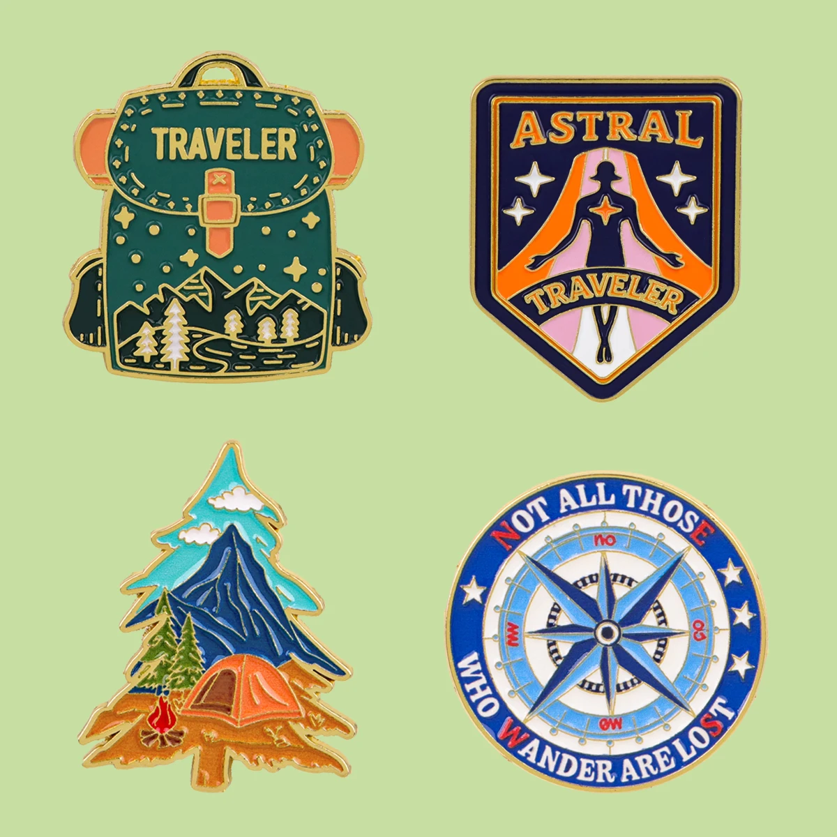 1-4pcs/Set Travel Enamel Pin Adventure Quote  Brooches Woman Men Backpack Accessories Bags Badge Fashion Lapel Jewelry Gifts