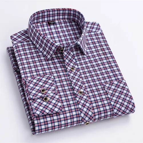 Imagen 2 del producto 2024 nueva moda camisa a cuadros para hombres de manga larga de algodón de ajuste Regular camisas de franela casuales para hombres ocio otoño blusa masculina ropa