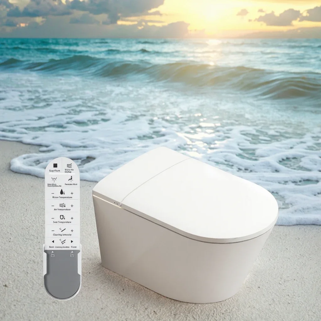Fully Automatic Smart Remote Control Toilet with P-Trap Heated Seat Tropical Sterilization for Women Buttocks Washing