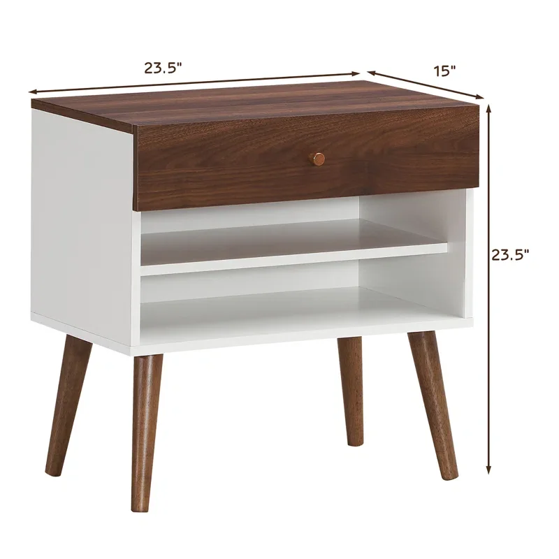 

Mid Century Modern Wood Nachttisch Beistell Tisch Schlafzimmer Schublade Und Regal Nachttisch