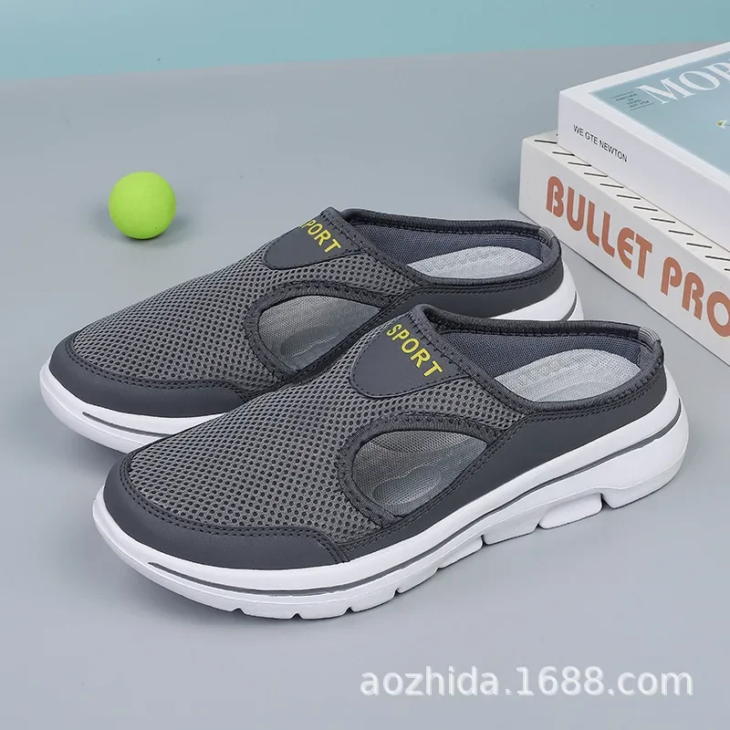 2024 estate coreana scarpe casual di grandi dimensioni scarpe da donna scarpe singole con suola spessa sandali con un piede mezze pantofole in rete per uomo