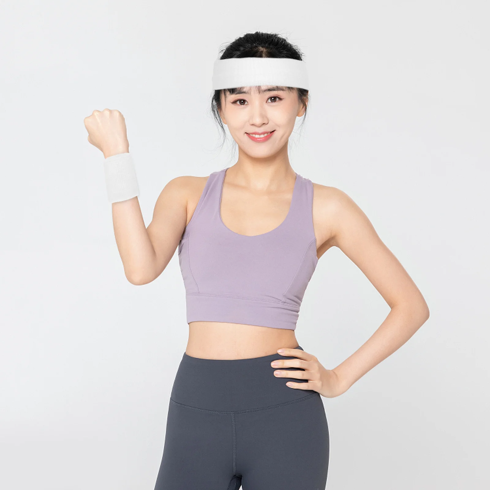 3Pcs Sports Sweatbands Set White Headband Wristbands Absorbing Sweat Ventilation Elastic Fitness Yoga Running Gifts