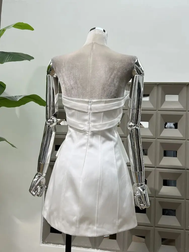 2025 New Fashion 3D Bow Women Elegant Party Dress Slim Fashion Birthday Evening Prom Gowns Short Backless Club Dresses Vestido