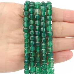 5mm Faceted Green Agate Square Cube Beads Natural Stone Loose Beads for Jewelry Making Diy Bracelet Beading Accessories