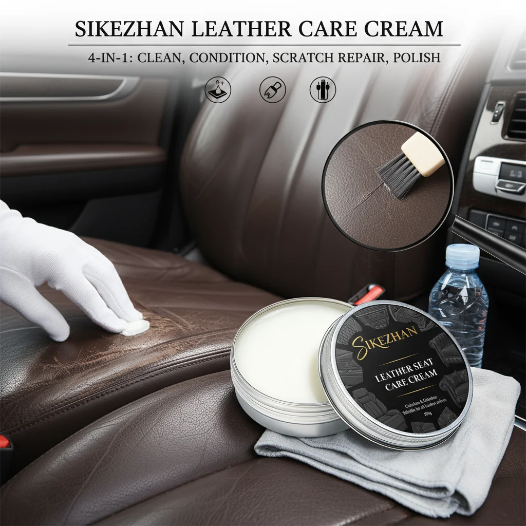 Automotive Interior Leather Care Kit:Cleaning&Conditioning Cream+Repair Paste,Deep Clean Nourish Multi-Function Maintenance