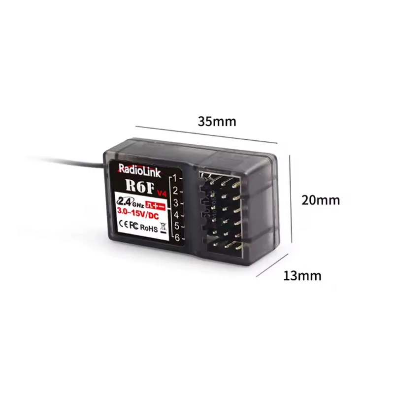 RadioLink R6F 6CH 2.4G V4 récepteur 3-15V DC pour RC8X/RC6GS/RC4GS/T8FB/T8S émetteur RC voiture bateau véhicules modèle jouet pièces