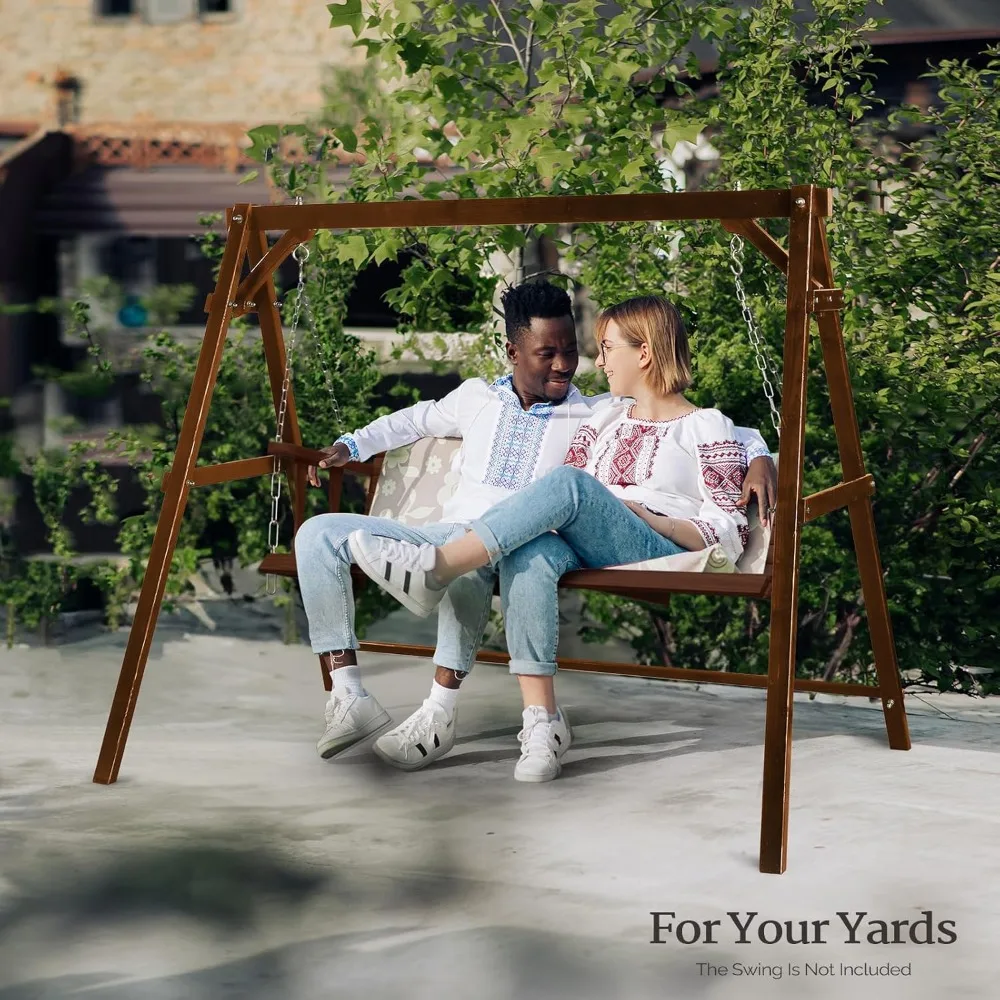 โครงไม้แขวนชิงช้าแบบ Heavy Duty รับน้ำหนักได้ 660 ปอนด์ พร้อมแผ่นเชื่อมต่อด้านล่าง, ขาตั้งรูปตัว A แบบอัพเกรดสำหรับชิงช้าระเบียง, ชิงช้ากลางแจ้ง