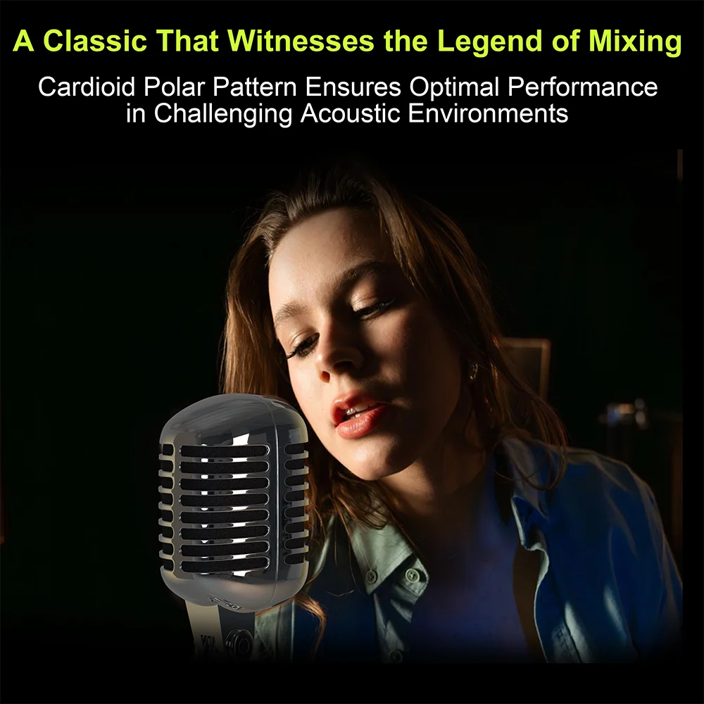 ميكروفون ديناميكي قلبي معدني 55SH لمرحلة الغناء ميكروفون سلكي احترافي لتسجيل الكاريوكي بالأداء المباشر