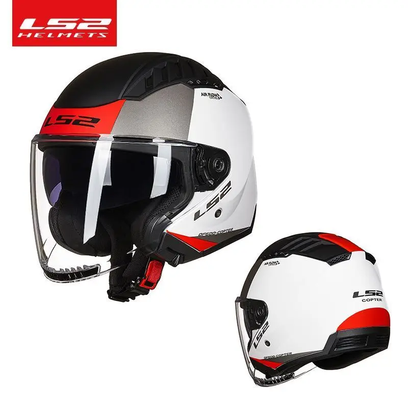 

LS2 мотоциклетный шлем с двумя линзами, мужской мотоциклетный полушлем, защитный шлем для электромобиля, четыре сезона, универсальный OF600