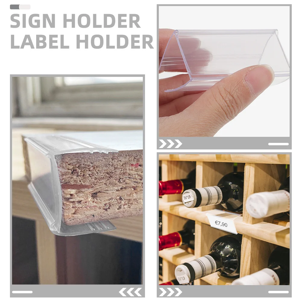

60Pcs Price Holder Sign Display Stand Transparent Shelf Label Holder Retail Store Supermarket Price Tags Label Holders