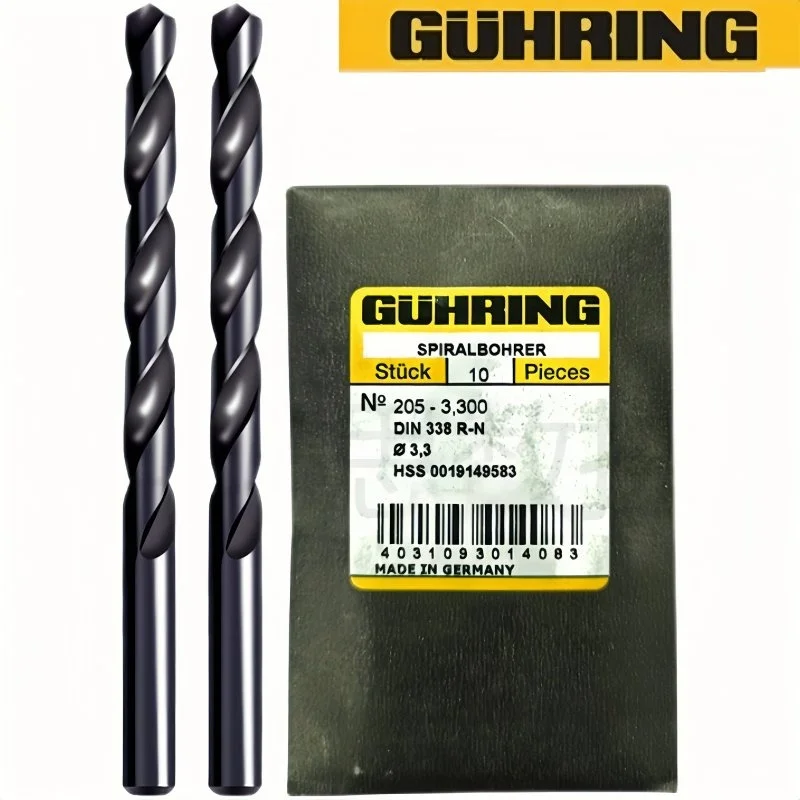 10pcs Germany GUHRING 205 Straight Handle Twist Drill 0.6-1.95MM Bit stainless steel high speed steel containing cobalt diamond
