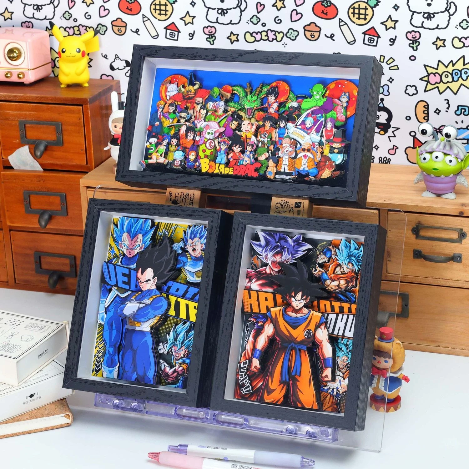Dragon Ball 3D Paper Carving Draw - Super Saiyan Goku Handmade Layered Paper Art Painting Wall Decor, Anime Fans Birthday Gift